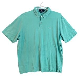 Vineyard Vines Polo Shirt Teal Green Short Sleeve Whale Logo XXL
